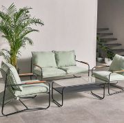 4-Seater outdoor lounge set with glass table