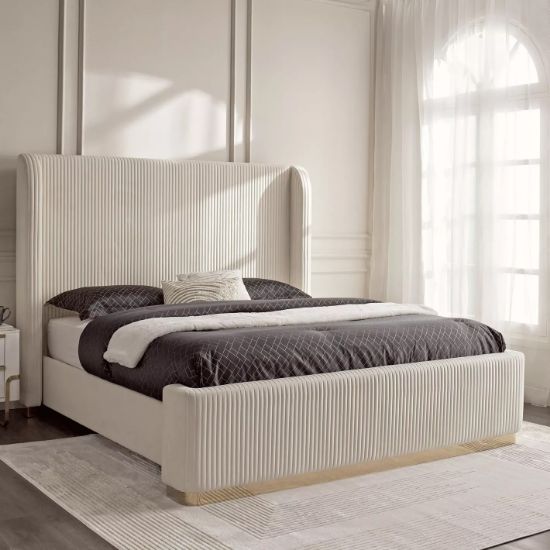 Beige king bed-180x200 cm