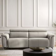 Modern Genuine Leather Power Reclining Sofa