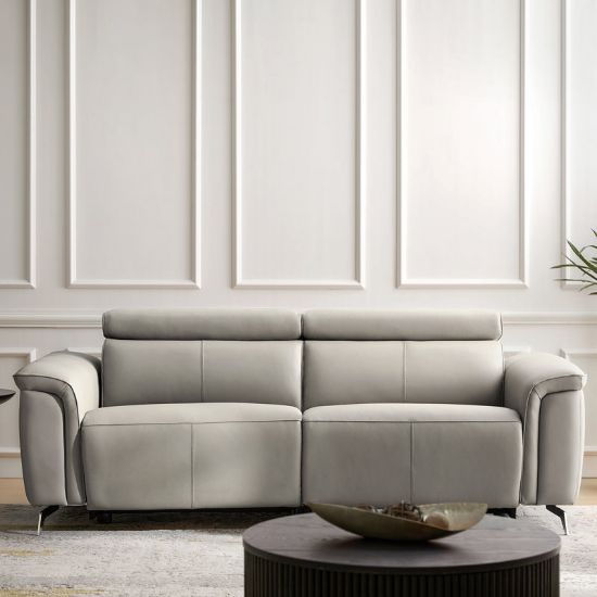 Modern Genuine Leather Power Reclining Sofa