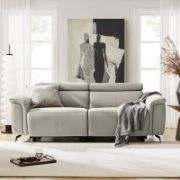 Modern Genuine Leather Power Reclining Sofa