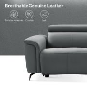 Modern Genuine Leather Power Reclining Sofa
