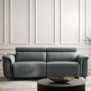 Modern Genuine Leather Power Reclining Sofa
