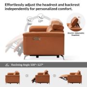 Modern Genuine Leather Power Reclining Sofa