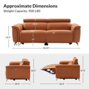 Modern Genuine Leather Power Reclining Sofa
