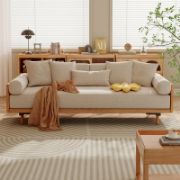 Sofa Bed,Linen Sleeper with wooden frame