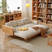 Sofa Bed,Linen Sleeper with wooden frame