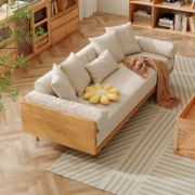 Sofa Bed,Linen Sleeper with wooden frame