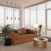 82'' Full-Grain Genuine Italian Leather Sleeper Sofa