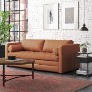 82'' Full-Grain Genuine Italian Leather Sleeper Sofa