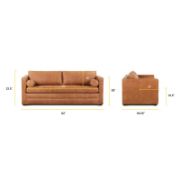 82'' Full-Grain Genuine Italian Leather Sleeper Sofa