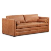 82'' Full-Grain Genuine Italian Leather Sleeper Sofa