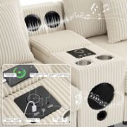 Corduroy Sectional Sofa With Bluetooth Speakers