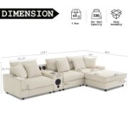 Corduroy Sectional Sofa With Bluetooth Speakers