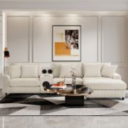 Corduroy Sectional Sofa With Bluetooth Speakers