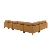 Wide Leather Match Left Hand Facing Corner Sectional with Ottoman