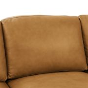 Wide Leather Match Left Hand Facing Corner Sectional with Ottoman