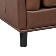 Wide Leather Match Left Hand Facing Corner Sectional with Ottoman