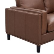Wide Leather Match Left Hand Facing Corner Sectional with Ottoman