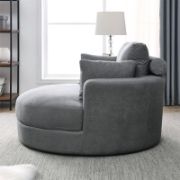 Dark Grey Sofa ,Lounge Club Big Round Chair with Storage Ottoman