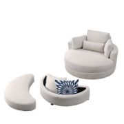 Dark Grey Sofa ,Lounge Club Big Round Chair with Storage Ottoman