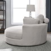 Dark Grey Sofa ,Lounge Club Big Round Chair with Storage Ottoman