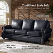 Genuine Leather Traditional Rolled Arms Sofa