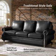 Genuine Leather Traditional Rolled Arms Sofa