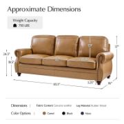Genuine Leather Traditional Rolled Arms Sofa