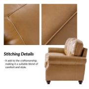 Genuine Leather Traditional Rolled Arms Sofa