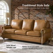 Genuine Leather Traditional Rolled Arms Sofa