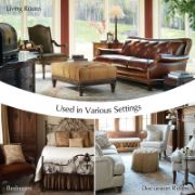 Genuine Leather Traditional Rolled Arms Sofa