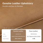 Genuine Leather Traditional Rolled Arms Sofa