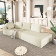 Modern Chaise Lounge with Clean Lines, Sleeper Sofa Bed with Removable Pillows