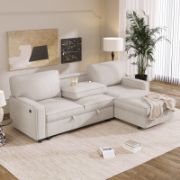 Upholstery Sleeper Sectional Sofa with Storage Chaise