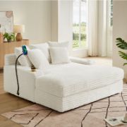 Chaise Lounge Sectional Sofa Bed with Corduroy Upholstery