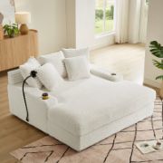 Chaise Lounge Sectional Sofa Bed with Corduroy Upholstery