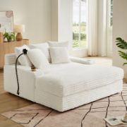 Chaise Lounge Sectional Sofa Bed with Corduroy Upholstery