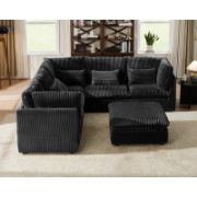 Extra Deep Cloud Corduroy Sectional Couch With Ottoman Chaise