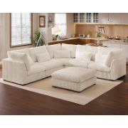 Extra Deep Cloud Corduroy Sectional Couch With Ottoman Chaise