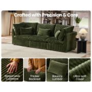 Extra Deep Cloud Corduroy Sectional Couch With Ottoman Chaise