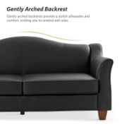 Mid-century Modern lmitation Leather Curved Sofa with Solid Wood Legs
