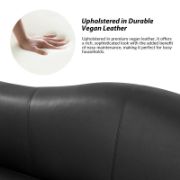 Mid-century Modern lmitation Leather Curved Sofa with Solid Wood Legs