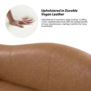 Mid-century Modern lmitation Leather Curved Sofa with Solid Wood Legs