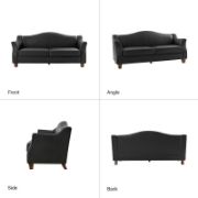 Mid-century Modern lmitation Leather Curved Sofa with Solid Wood Legs