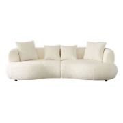 Upholstered 4-Seat Sofa Boucle Fabric Cream Style Couch