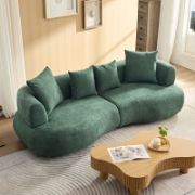 Upholstered 4-Seat Sofa Boucle Fabric Cream Style Couch