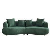 Upholstered 4-Seat Sofa Boucle Fabric Cream Style Couch