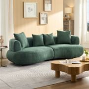 Upholstered 4-Seat Sofa Boucle Fabric Cream Style Couch