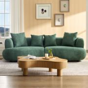 Upholstered 4-Seat Sofa Boucle Fabric Cream Style Couch